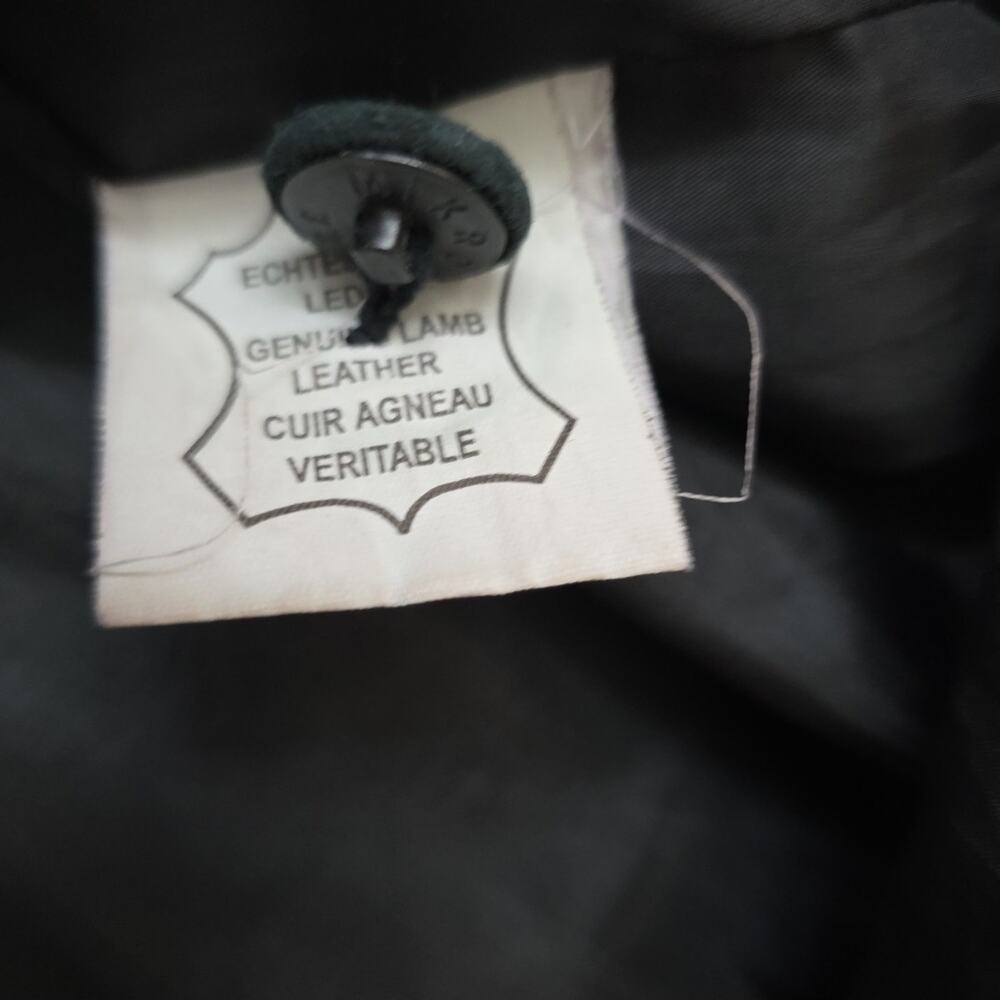 Vintage Y2K Genuine Leather Oversized Trench Coat Mid Length Button Front Sz S - Picture 9 of 9